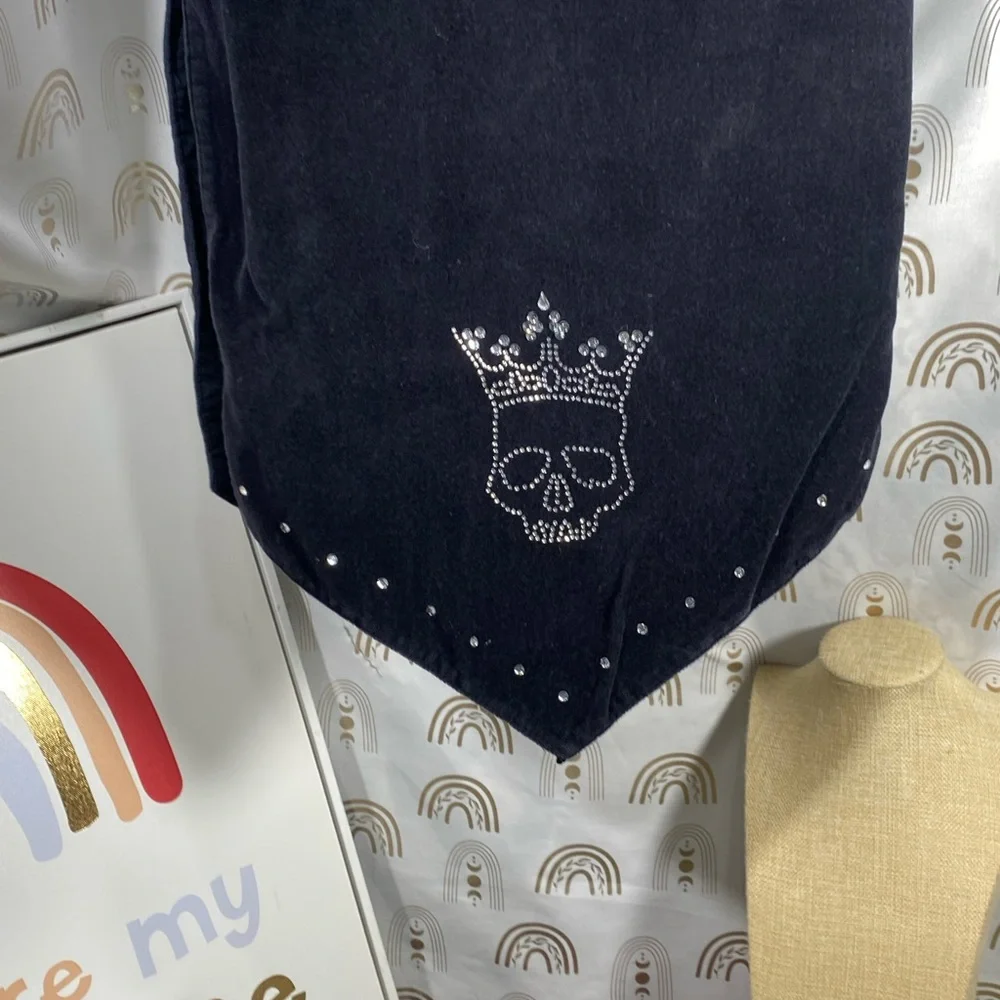 Black Velvet table runner with diamond Skull Design